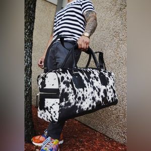 Cowhide duffel bag unisex